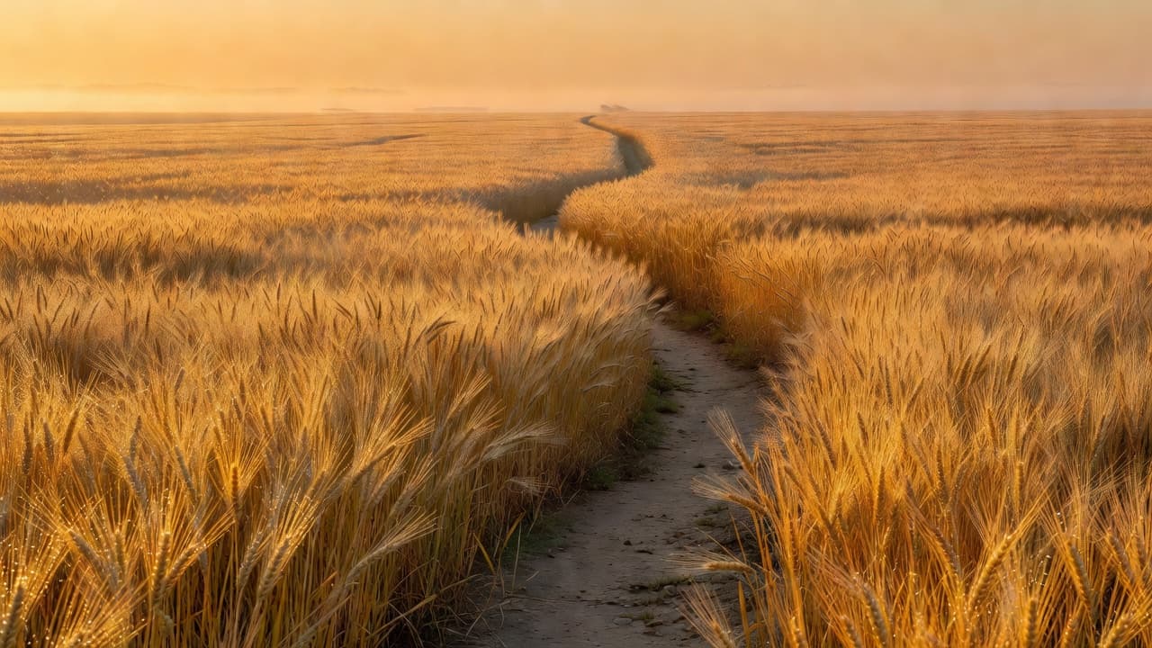 Amanecer dorado sobre un campo abierto, evocando un nuevo comienzo cada día