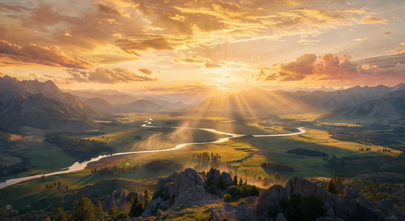 Cielo dorado al atardecer con nubes iluminadas por una luz cálida y esperanzadora