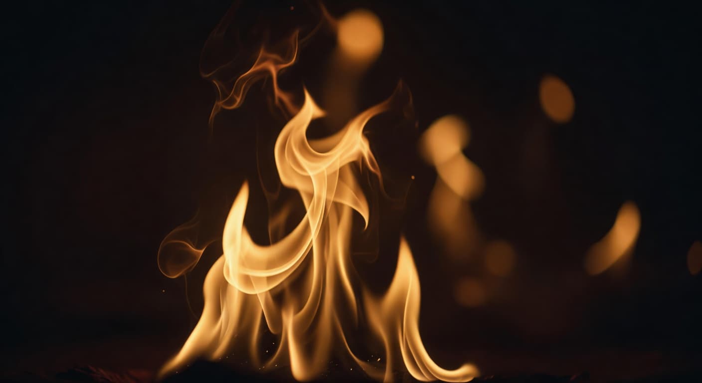 Llamas suaves de fuego sobre un fondo oscuro, evocando la presencia del Espíritu
