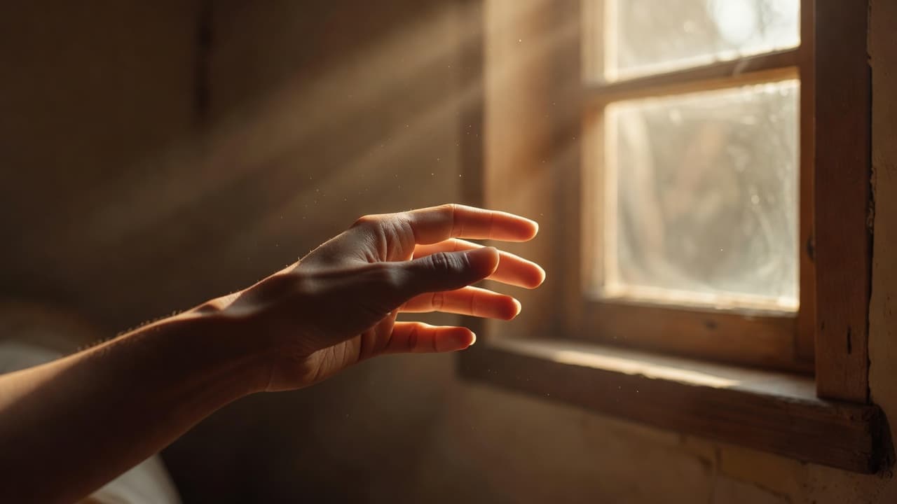 Una mano extendida ofreciendo ayuda en un ambiente de luz cálida y esperanza