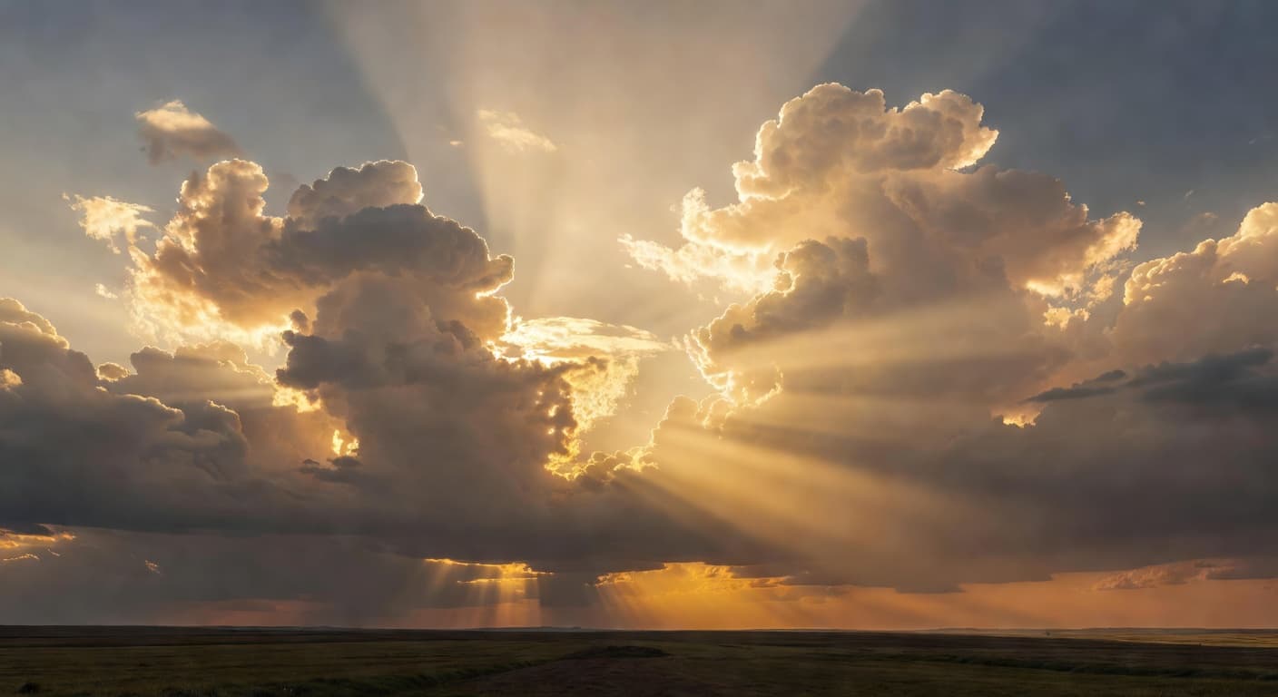 Cielo con nubes iluminadas por una luz dorada intensa al amanecer