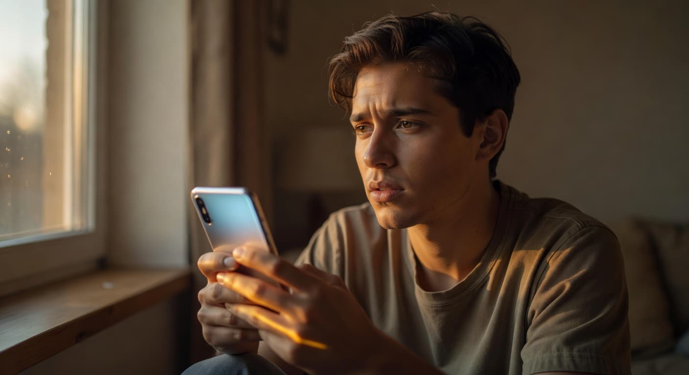 Pantalla de dispositivo electrónico iluminando suavemente un espacio en penumbra