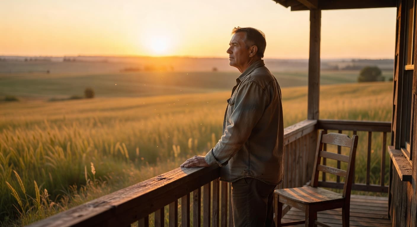 Persona mirando hacia el horizonte al atardecer con luz cálida, evocando espera y esperanza