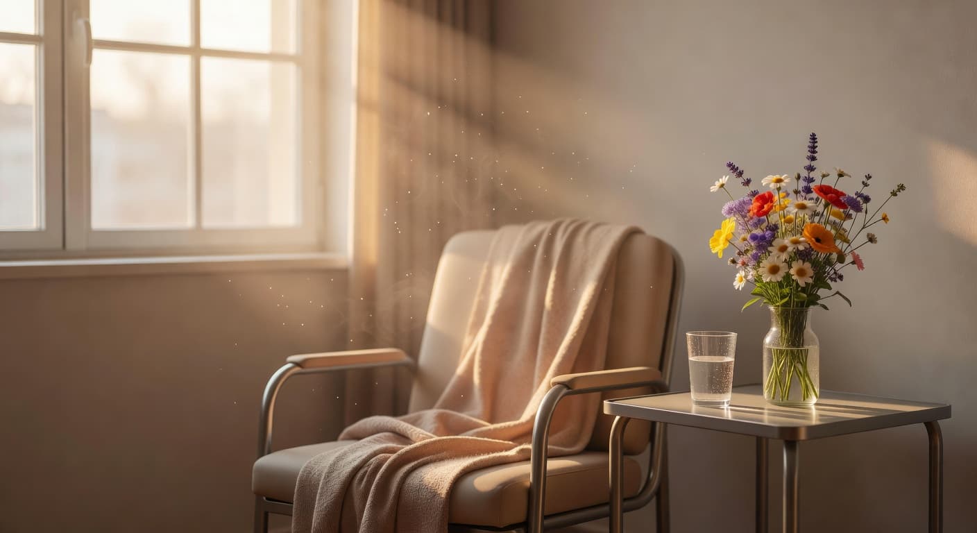 Luz cálida del amanecer entrando por una ventana, evocando esperanza en momentos difíciles