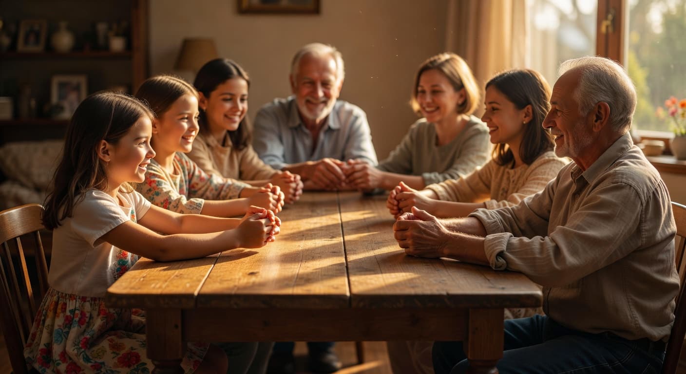 Manos de diferentes generaciones entrelazadas en un gesto de cariño y cercanía