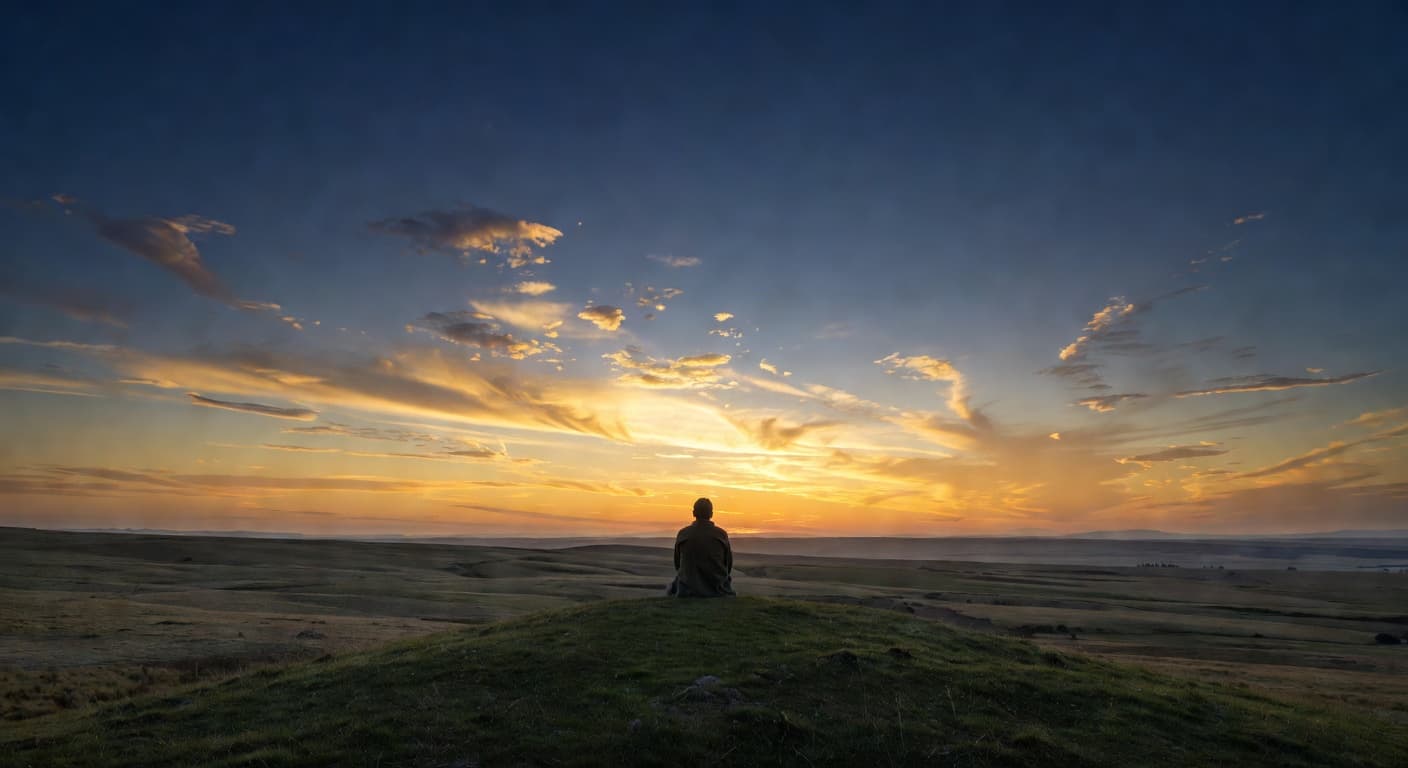 Cielo nocturno con las primeras luces del amanecer asomándose en el horizonte